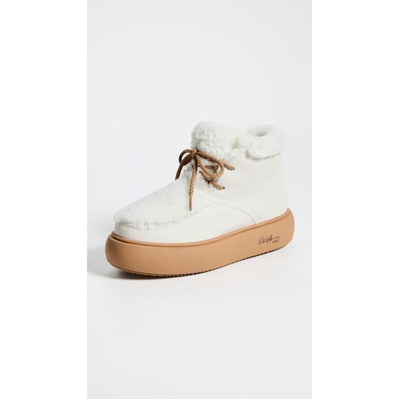 MONTELLIANA Gaia Ankle Snow Boot Off White Wool Shearling Lace Up Women's 38 - Picture 11 of 11